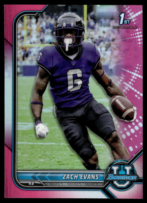 Zach Evans 2021 Bowman University Football # 64 1st Pink Refractor TCU Horned Frogs - Collectible Craze America