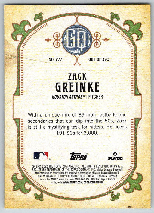 Zack Greinke 2022 Topps Gypsy Queen # 277 Houston Astros - Collectible Craze America