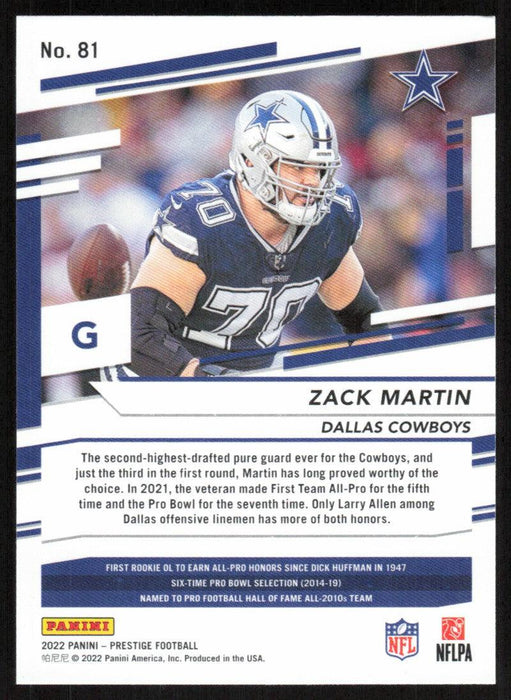 Zack Martin 2022 Panini Prestige # 81 Dallas Cowboys - Collectible Craze America