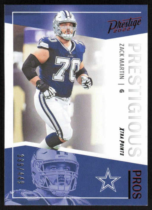 Zack Martin 2022 Panini Prestige Prestigious Pros # PP-12 Red 389/449 Dallas Cowboys - Collectible Craze America