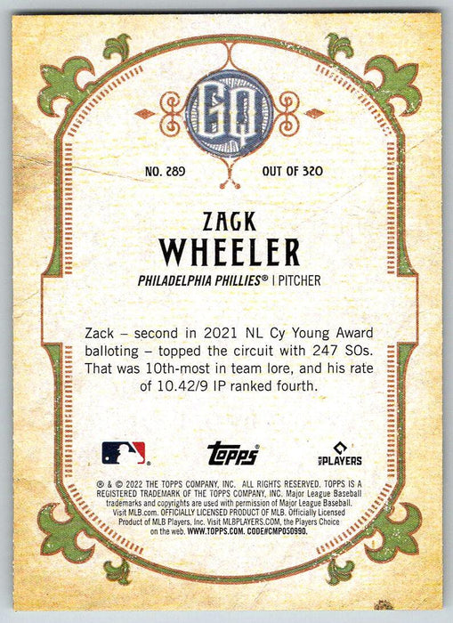 Zack Wheeler 2022 Topps Gypsy Queen # 289 Philadelphia Phillies - Collectible Craze America