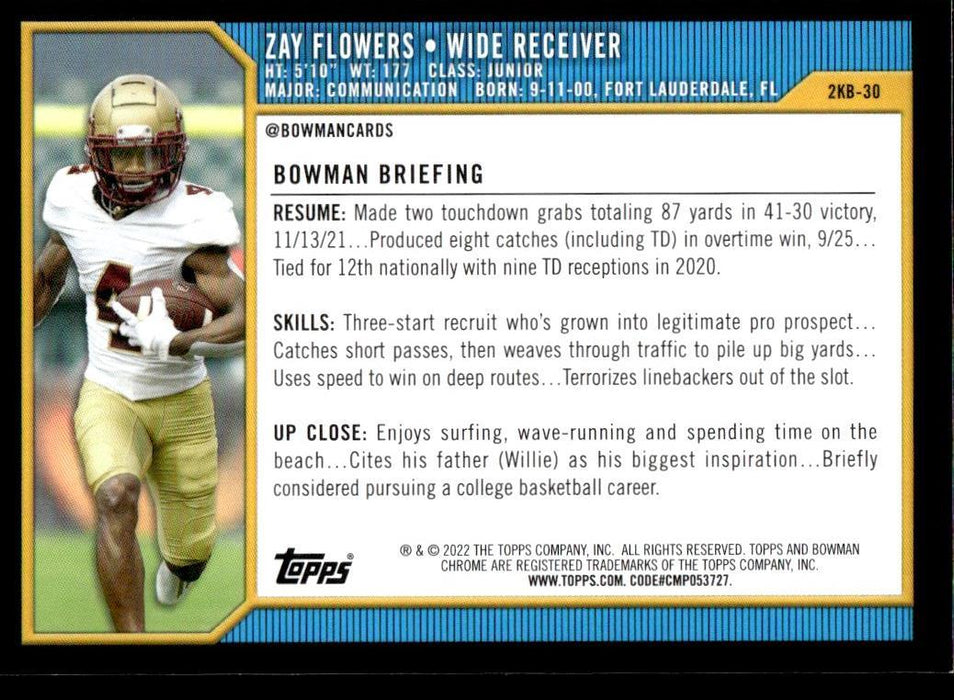 Zay Flowers 2021 Bowman University Football # 2KB-30 2000 Bowman Insert Boston College Eagles - Collectible Craze America